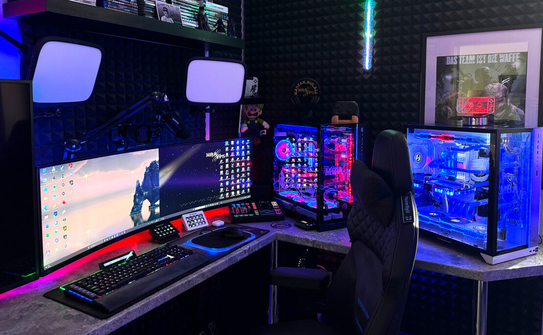 Creator im Livestream-Setup mit Beleuchtung
